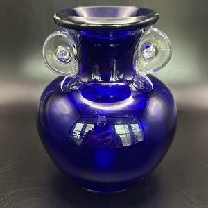 - Cobalt Blue Hand Blown Art Glass 6”